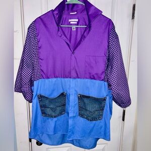 Elegant Purple and Blue Upcycled Tunic Top
